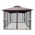 10X10 Outdoor Patio Gazebo Canopy Tent With Ventilated Double Roof And Mosquito Net Detachable Mesh Screen On All Sides ,Suitable For Lawn, Garden, Backyard And Deck,Brown Top Brown Steel