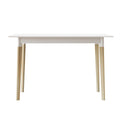 Modern Dining Table 47 Inch Kitchen Table Rectangular Top With Solid Wood Leg White White Mdf