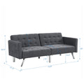 Sofa Bed Convertible Folding Dark Grey Lounge Couch Loveseat Sleeper Sofa Armrests Living Room Bedroom Apartment Reading Room Dark Gray Linen