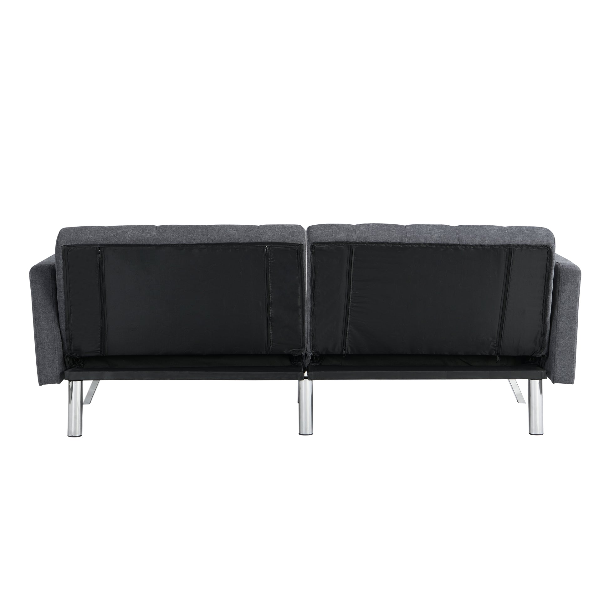 Sofa Bed Convertible Folding Dark Grey Lounge Couch Loveseat Sleeper Sofa Armrests Living Room Bedroom Apartment Reading Room Dark Gray Linen