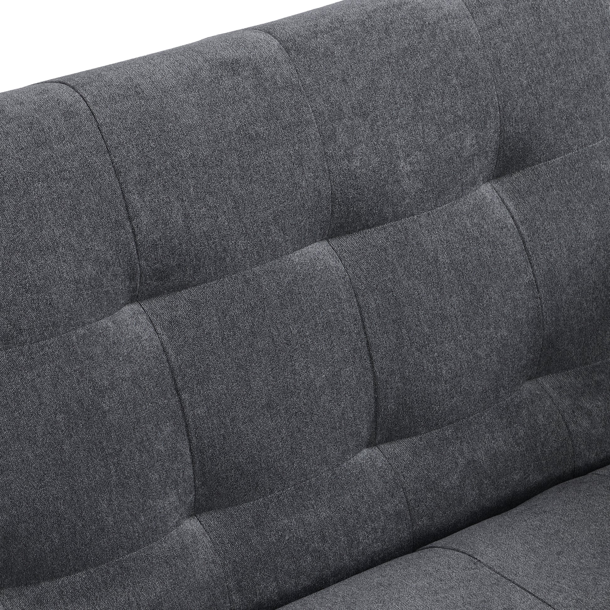 Sofa Bed Convertible Folding Dark Grey Lounge Couch Loveseat Sleeper Sofa Armrests Living Room Bedroom Apartment Reading Room Dark Gray Linen