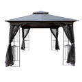 10X10 Outdoor Patio Gazebo Canopy Tent With Ventilated Double Roof And Mosquito Net Detachable Mesh Screen On All Sides ,Suitable For Lawn, Garden, Backyard And Deck,Gray Top Gray Steel