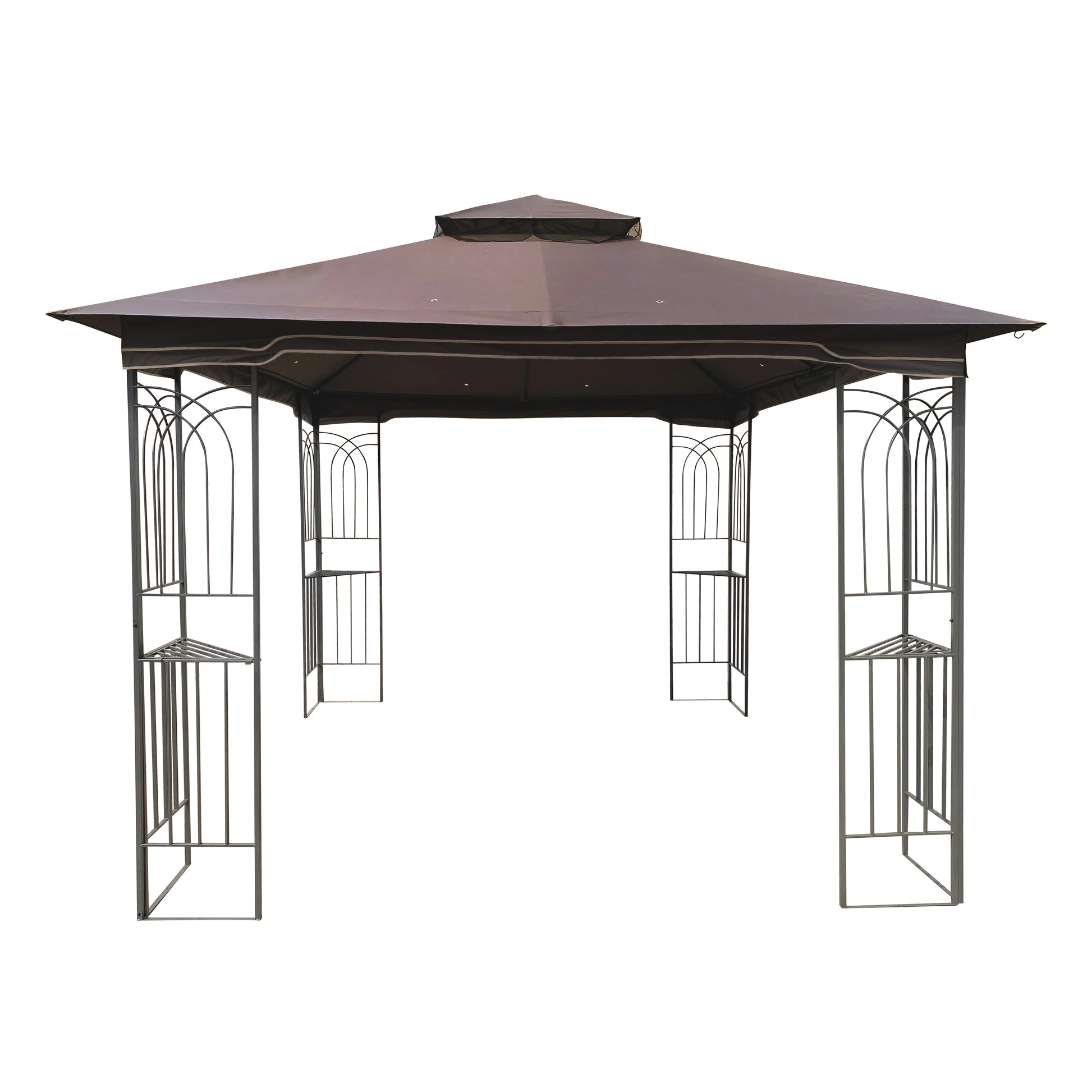 10X10 Outdoor Patio Gazebo Canopy Tent With Ventilated Double Roof And Mosquito Net Detachable Mesh Screen On All Sides ,Suitable For Lawn, Garden, Backyard And Deck,Brown Top Brown Steel