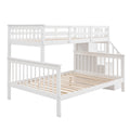 Stairway Twin Over Full Bunk Bed With Storage And Guard Rail For Bedroom, White Color Old Sku :Lp000019Aak White Solid Wood