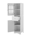 Tall Bathroom Cabinet, Freestanding Storage Cabinet With Drawer And Doors, Mdf Board, Acrylic Door, Adjustable Shelf, White White Mdf