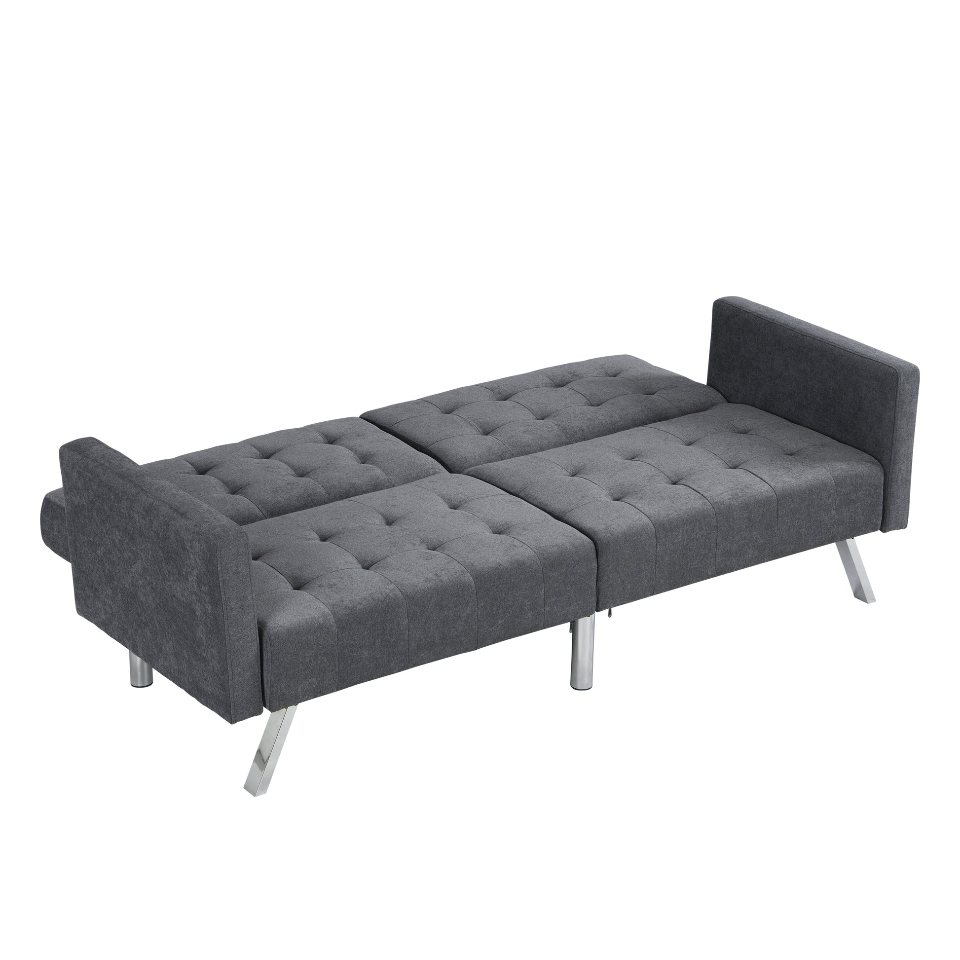 Sofa Bed Convertible Folding Dark Grey Lounge Couch Loveseat Sleeper Sofa Armrests Living Room Bedroom Apartment Reading Room Dark Gray Linen