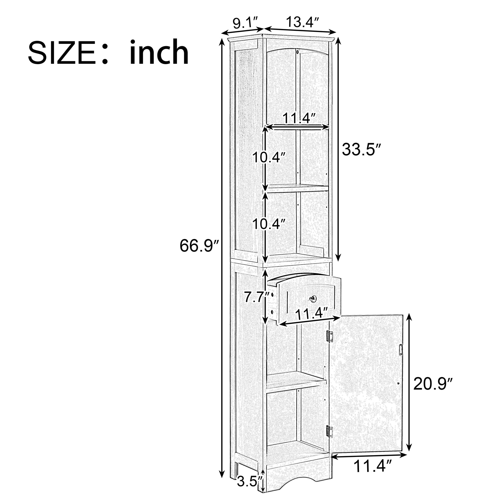 Tall Bathroom Cabinet, Freestanding Storage Cabinet With Drawer, Mdf Board, Adjustable Shelf, White White Mdf