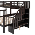 Stairway Twin Over Full Bunk Bed With Storage And Guard Rail For Bedroom, Espresso Color Old Sku :Lp000019Aap Espresso Solid Wood