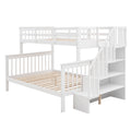 Stairway Twin Over Full Bunk Bed With Storage And Guard Rail For Bedroom, White Color Old Sku :Lp000019Aak White Solid Wood