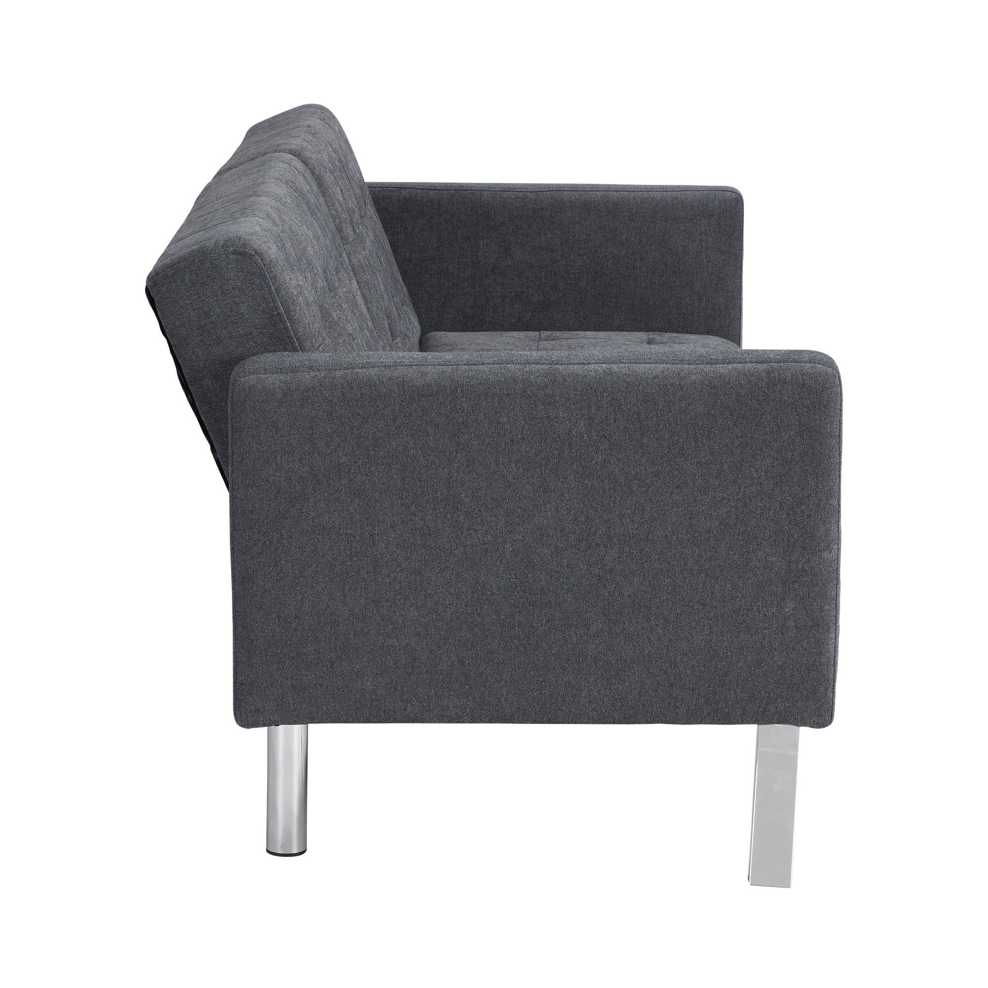 Sofa Bed Convertible Folding Dark Grey Lounge Couch Loveseat Sleeper Sofa Armrests Living Room Bedroom Apartment Reading Room Dark Gray Linen