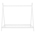 House Bed Tent Bed Frame Twin Size Metal Floor Play House Bed With Slat For Kids Girls Boysno Box Spring Needed White White Metal