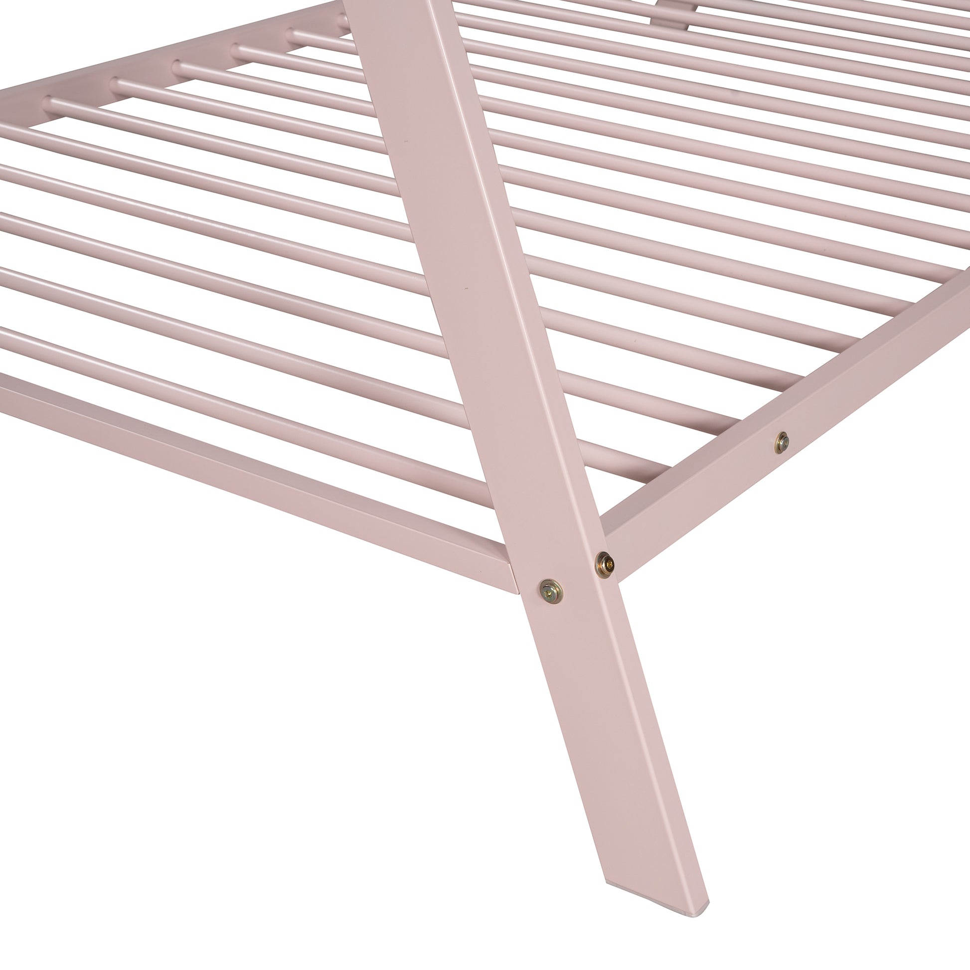 House Bed Tent Bed Frame Twin Size Metal Floor Play House Bed With Slat For Kids Girls Boysno Box Spring Needed Pink Pink Metal