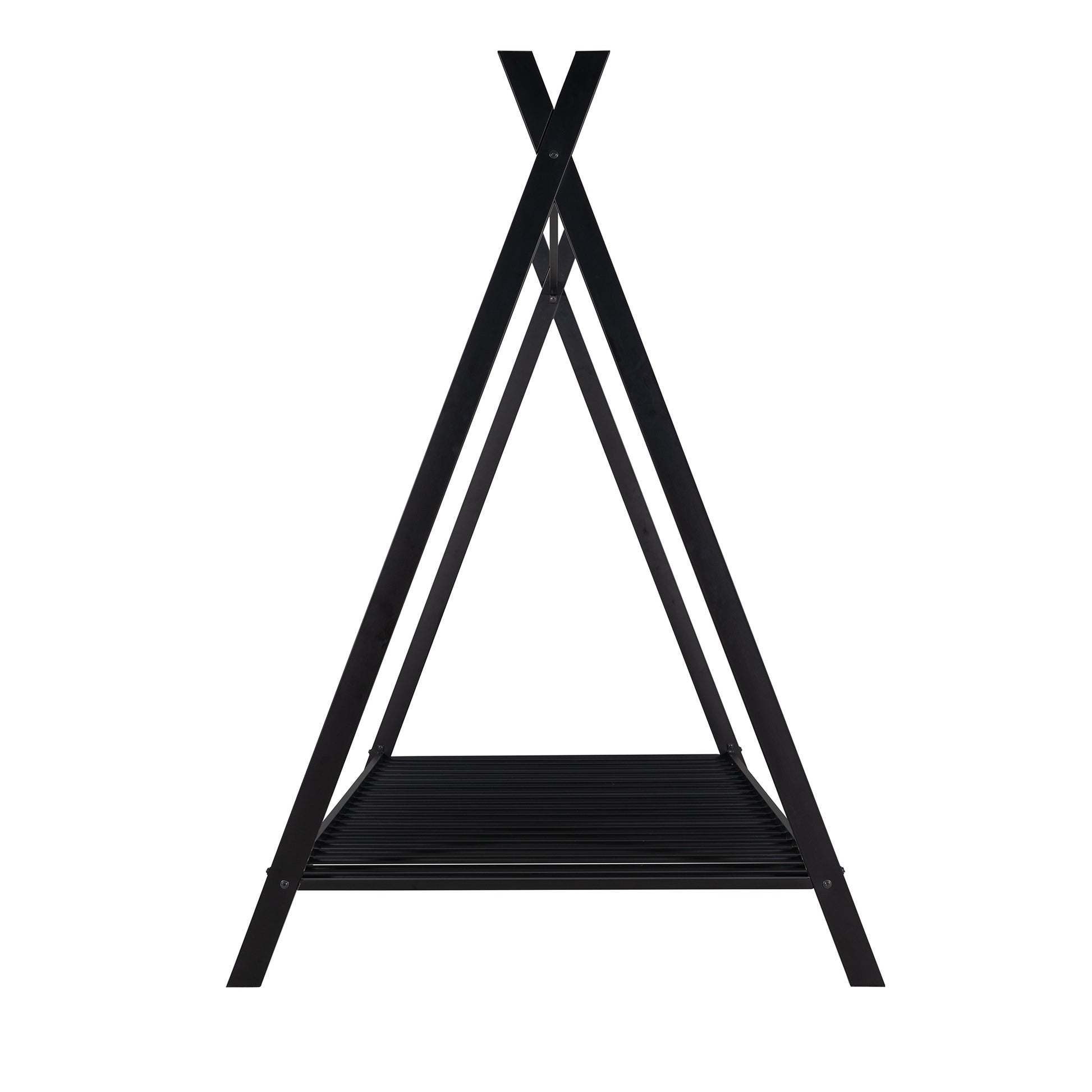 House Bed Tent Bed Frame Twin Size Metal Floor Play House Bed With Slat For Kids Girls Boysno Box Spring Needed Black Black Metal