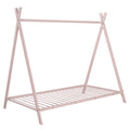 House Bed Tent Bed Frame Twin Size Metal Floor Play House Bed With Slat For Kids Girls Boysno Box Spring Needed Pink Pink Metal