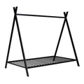 House Bed Tent Bed Frame Twin Size Metal Floor Play House Bed With Slat For Kids Girls Boysno Box Spring Needed Black Black Metal