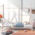 House Bed Tent Bed Frame Twin Size Metal Floor Play House Bed With Slat For Kids Girls Boysno Box Spring Needed Pink Pink Metal