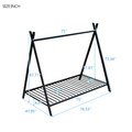 House Bed Tent Bed Frame Twin Size Metal Floor Play House Bed With Slat For Kids Girls Boysno Box Spring Needed Black Black Metal