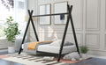 House Bed Tent Bed Frame Twin Size Metal Floor Play House Bed With Slat For Kids Girls Boysno Box Spring Needed Black Black Metal
