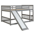 Full Over Full Bunk Bed With Slide And Ladder In Grey Color Grey Pine