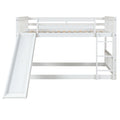 Full Over Full Bunk Bed With Slide And Ladder In White Color White Pine