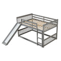 Full Over Full Bunk Bed With Slide And Ladder In Grey Color Grey Pine