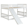 Full Over Full Bunk Bed With Slide And Ladder In White Color White Pine