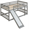 Full Over Full Bunk Bed With Slide And Ladder In Grey Color Grey Pine