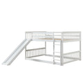 Full Over Full Bunk Bed With Slide And Ladder In White Color White Pine