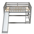 Full Over Full Bunk Bed With Slide And Ladder In Grey Color Grey Pine