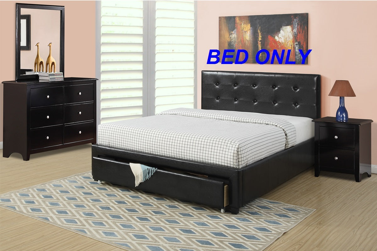 Bedroom Furniture Black Storage Under Bed Queen Size Bed Faux Leather Upholstered Queen Black Wood Bedroom Contemporary,Modern Pine Bed Frame Faux Leather Solid Wood