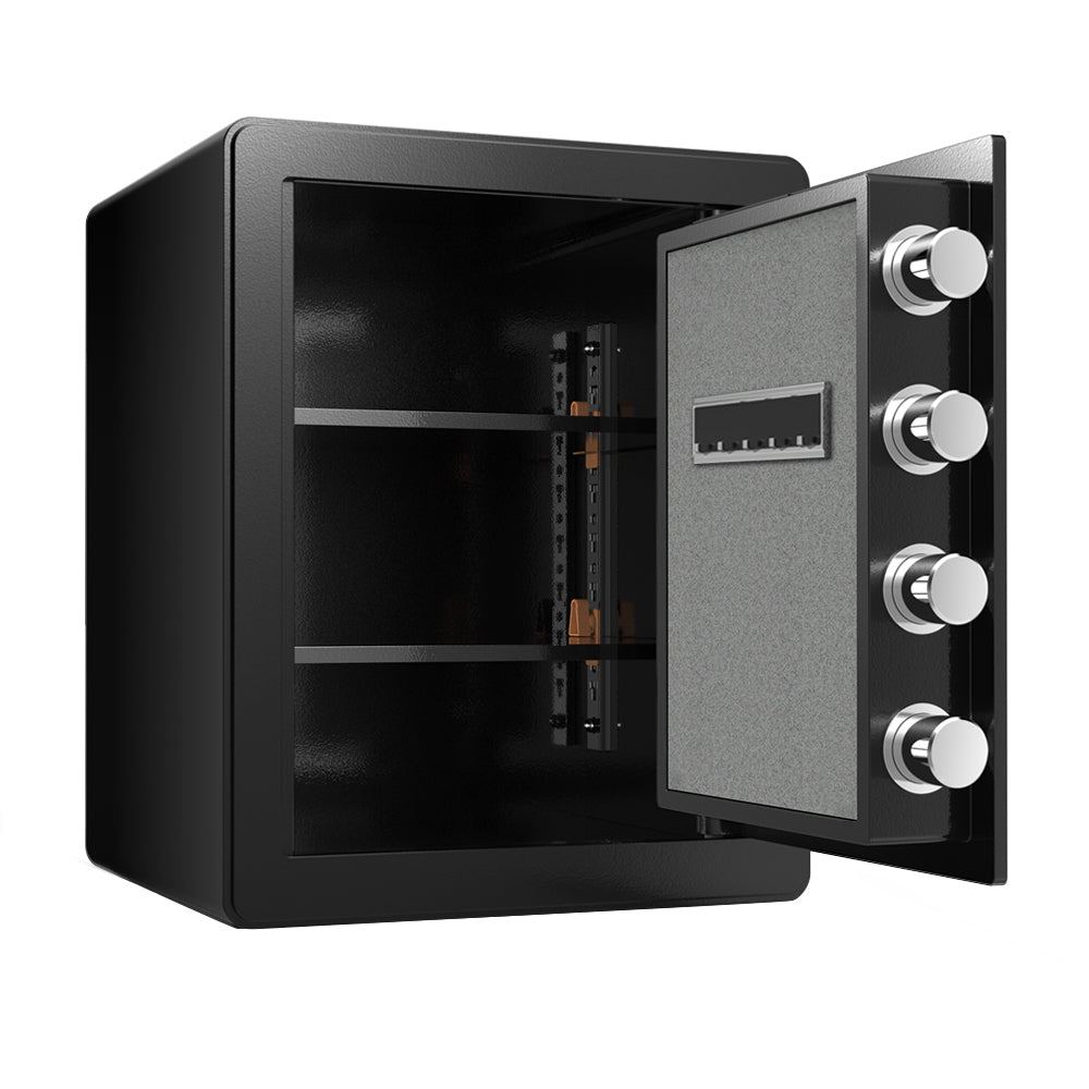 1.7 Cubic Feet Black Steel Safe, With Dual Alarms And Digital Touch Screen For Homes, Hotels, Offices And More. Black Steel Steel