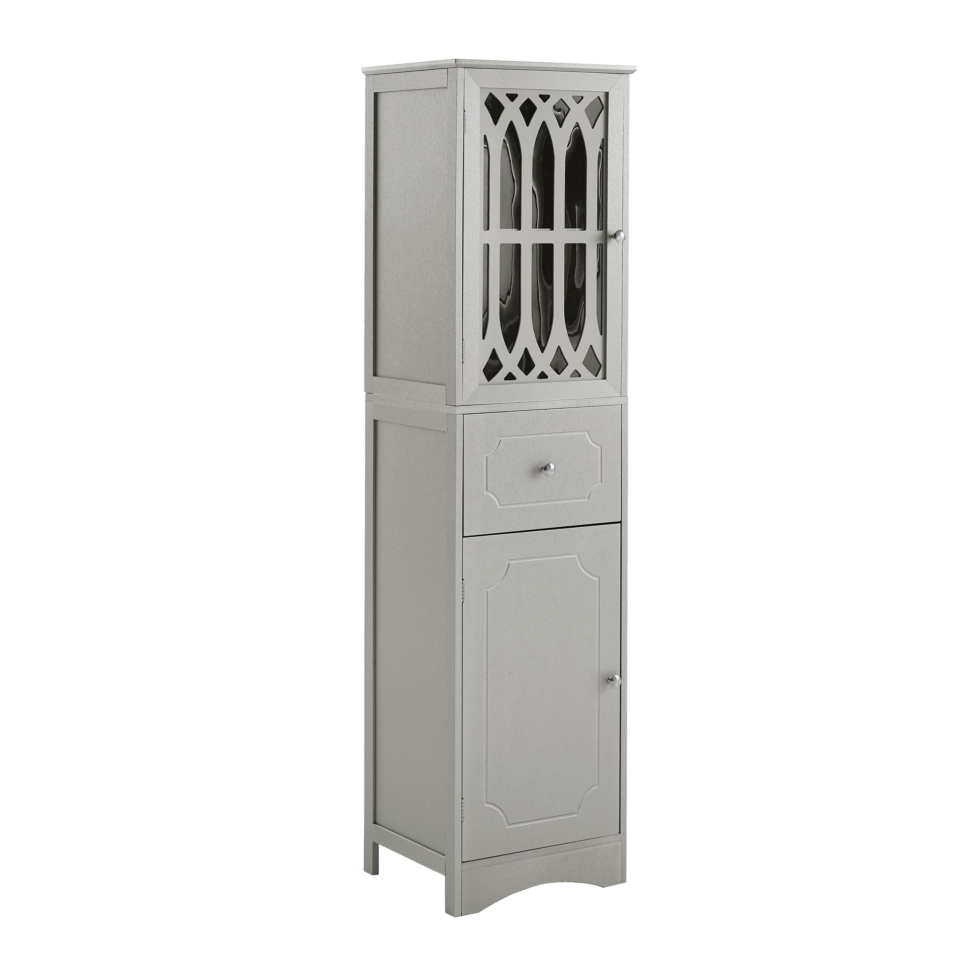 Tall Bathroom Cabinet, Freestanding Storage Cabinet With Drawer And Doors, Mdf Board, Acrylic Door, Adjustable Shelf, Grey Grey Mdf