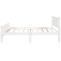 Queen Size Wood Platform Bed With Headboard And Wooden Slat Support White White Solid Wood