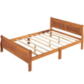 Full Size Wood Platform Bed With Headboard And Wooden Slat Support Oak Oak Solid Wood