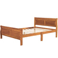 Full Size Wood Platform Bed With Headboard And Wooden Slat Support Oak Oak Solid Wood