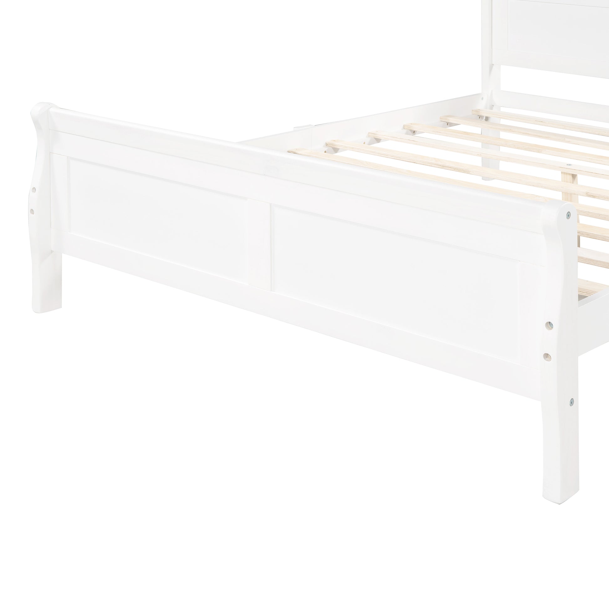 Queen Size Wood Platform Bed With Headboard And Wooden Slat Support White White Solid Wood