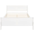 Queen Size Wood Platform Bed With Headboard And Wooden Slat Support White White Solid Wood