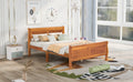 Full Size Wood Platform Bed With Headboard And Wooden Slat Support Oak Oak Solid Wood