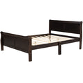 Queen Size Wood Platform Bed With Headboard And Wooden Slat Support Espresso Espresso Solid Wood