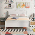 Full Size Wood Platform Bed With Headboard And Wooden Slat Support White White Solid Wood