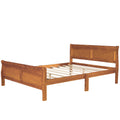 Queen Size Wood Platform Bed With Headboard And Wooden Slat Support Oak Oak Solid Wood