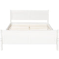 Full Size Wood Platform Bed With Headboard And Wooden Slat Support White White Solid Wood