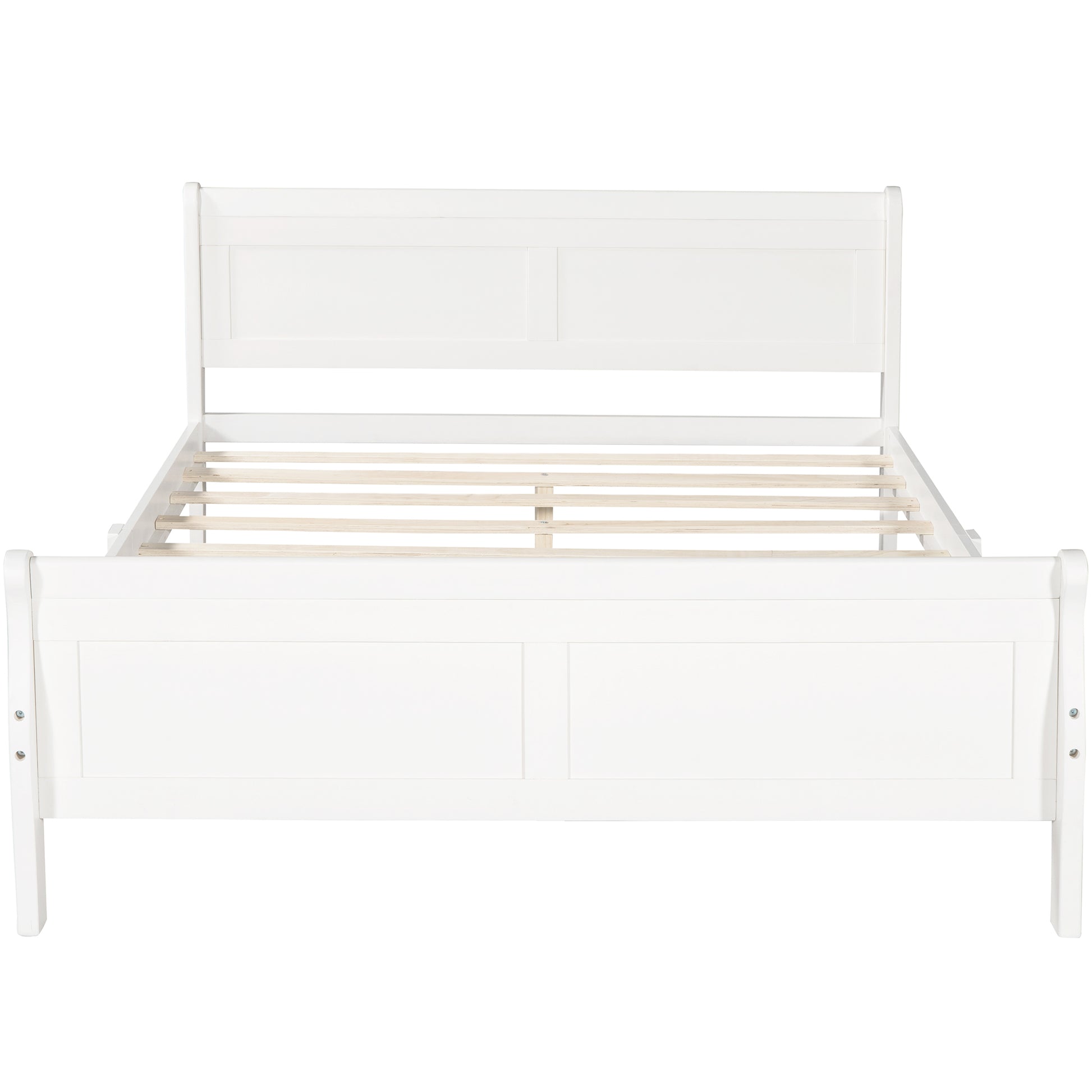 Full Size Wood Platform Bed With Headboard And Wooden Slat Support White White Solid Wood