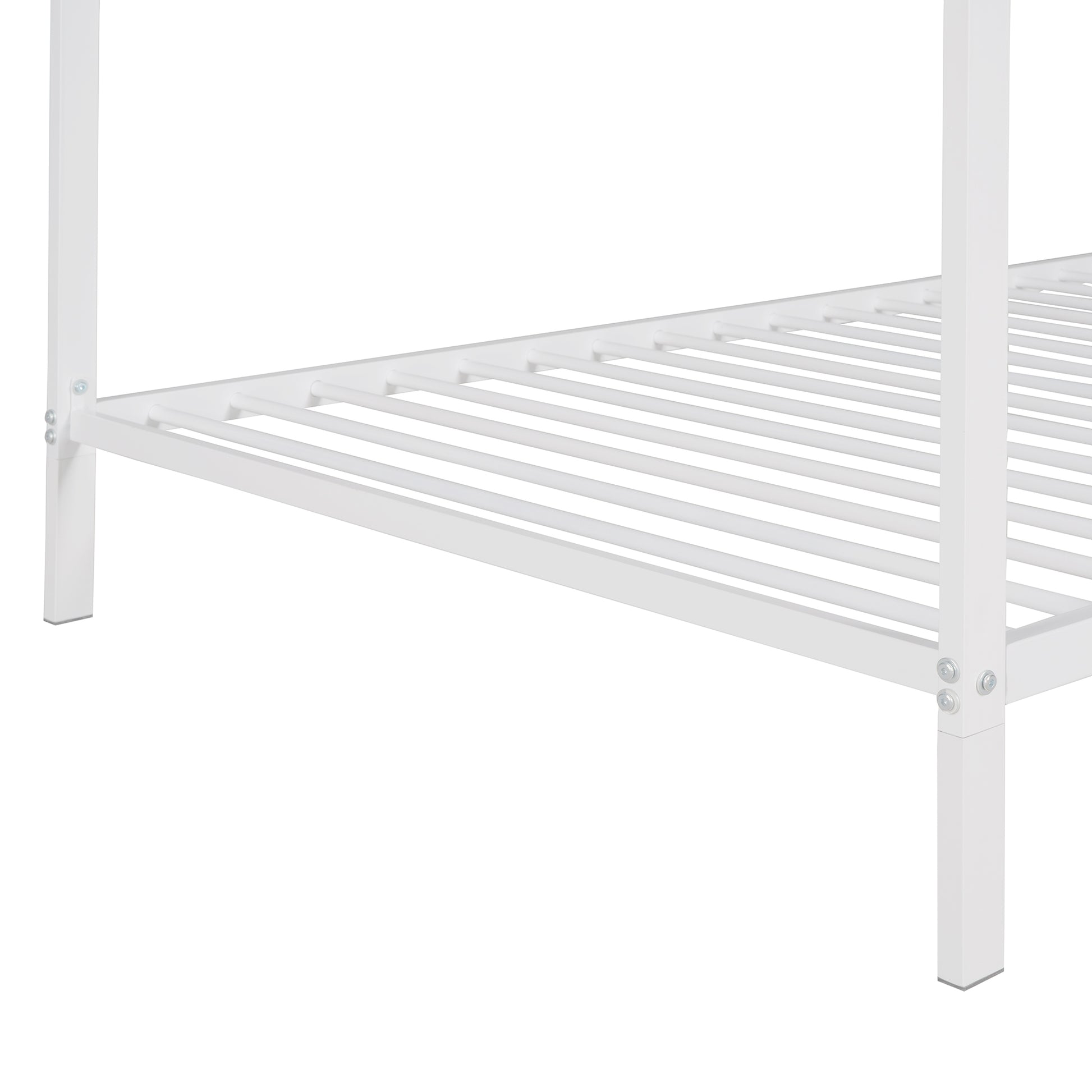 House Bed Frame Twin Sizekids Bed Frame Metal Platform Bed Floor Bed For Kids Boys Girls No Box Spring Needed White White Metal