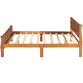 Full Size Wood Platform Bed With Headboard And Wooden Slat Support Oak Oak Solid Wood