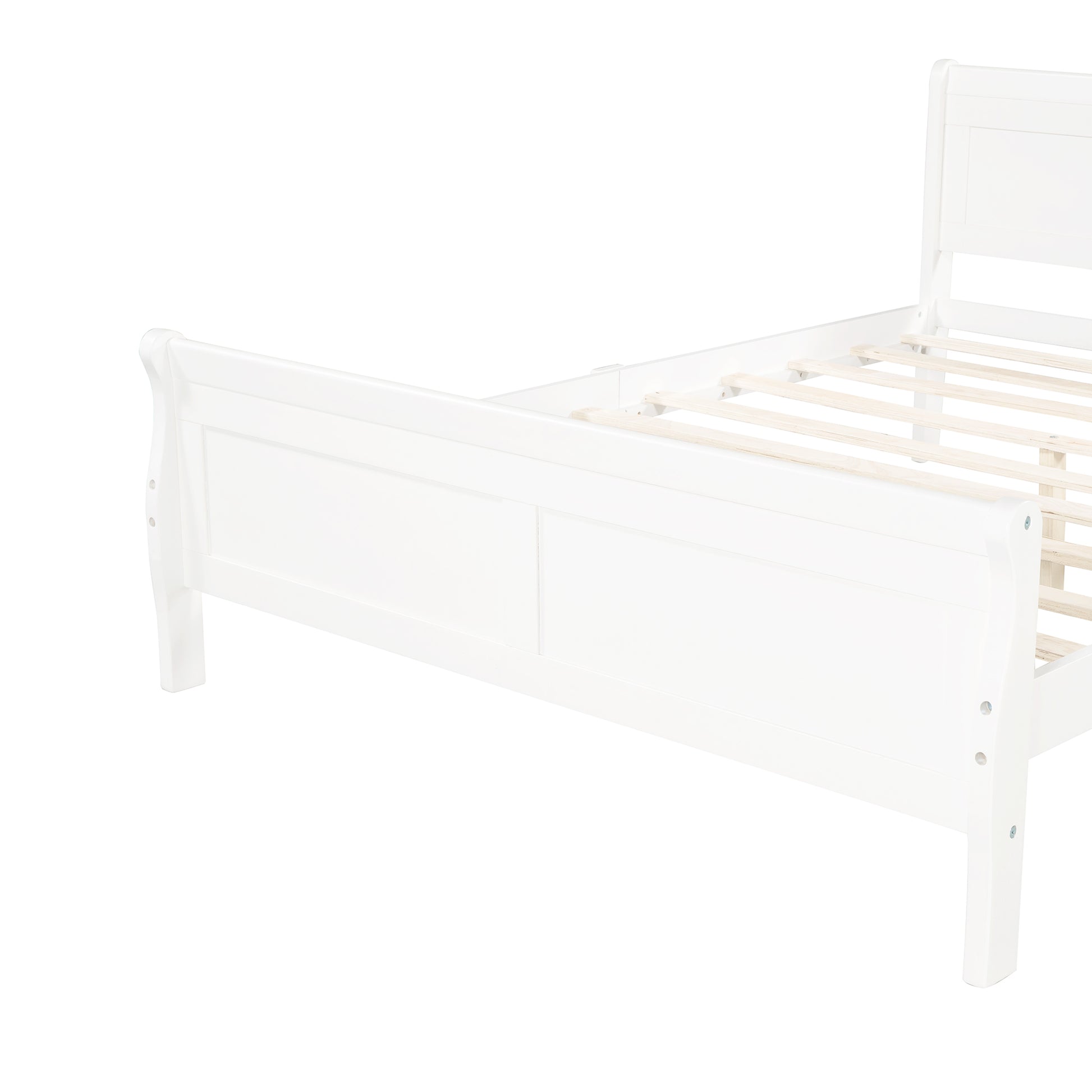 Full Size Wood Platform Bed With Headboard And Wooden Slat Support White White Solid Wood