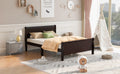 Queen Size Wood Platform Bed With Headboard And Wooden Slat Support Espresso Espresso Solid Wood