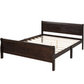 Full Size Wood Platform Bed With Headboard And Wooden Slat Support Espresso Espresso Solid Wood