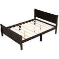 Queen Size Wood Platform Bed With Headboard And Wooden Slat Support Espresso Espresso Solid Wood