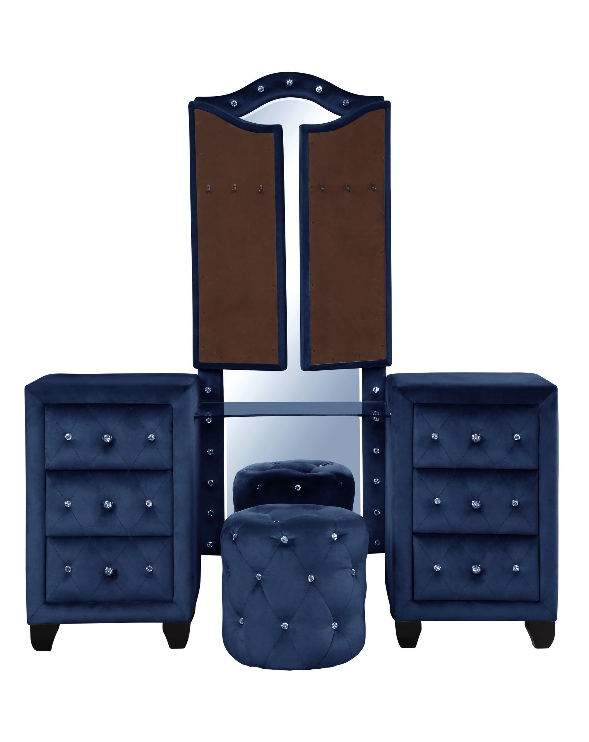 Sophia Vanity Set Blue Blue Solid Wood